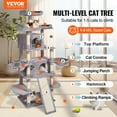 thumbnail image 2 of Cat Tree for Indoor Cats, 68.5" Cat Tower with 2 Cat Condos, Sisal Scratching Post, Hammocks, Top Perches 68.5" - Light Grey, 2 of 5
