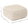 thumbnail image 2 of Echoworld Cube Low Pouf Foot Stool Ottoman - Hand Knitted Poof - Cord Boho Pouffe - Home Décor - Stuffed Footrest for Living Room - Nursery - Bedroom - Covered Patio - Room (16" x 16" x 8") - Ivory, 2 of 6