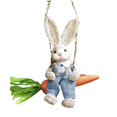 thumbnail image 1 of Easter Straw Bunny Figurine, Straw Rabbit on Carrot Swing, B, 1 of 5