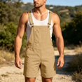 thumbnail image 2 of Overall Shorts for Men Stretchy Solid Color Romper Work Jumpsuits Khaki XXXL, 2 of 6