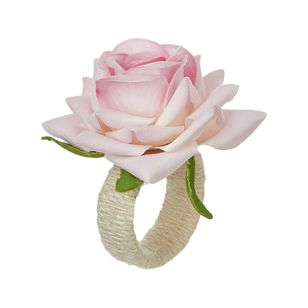 Cheapark Western Style Rose Napkin Ring Holder Metal Floral Desktop Decoration Gift for Valentines Day Anniversary Dinner Table S etting