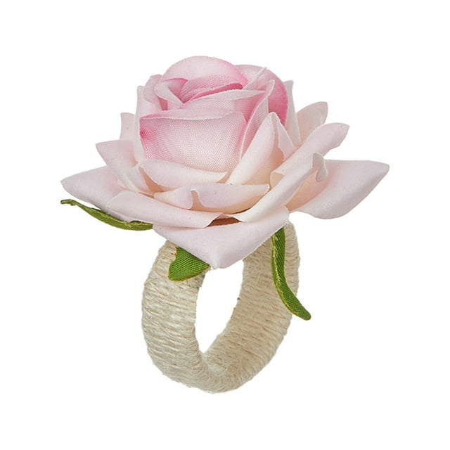 Ohufall Western Style Simulation Rose Napkin Ring Valentines Day Decor Love Themed Desktop Decoration For Dining Table Decor