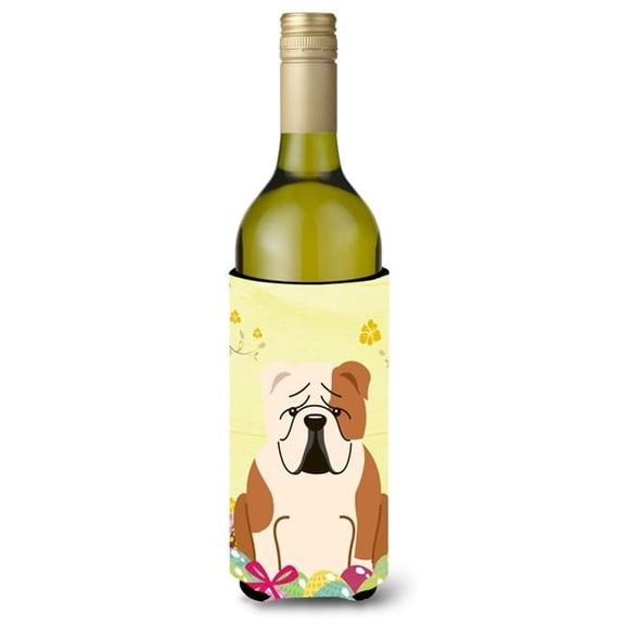 Carolines Treasures BB6125LITERK Easter Eggs English Bulldog Fawn White Wine Bottle Beverge Insulator Hugger