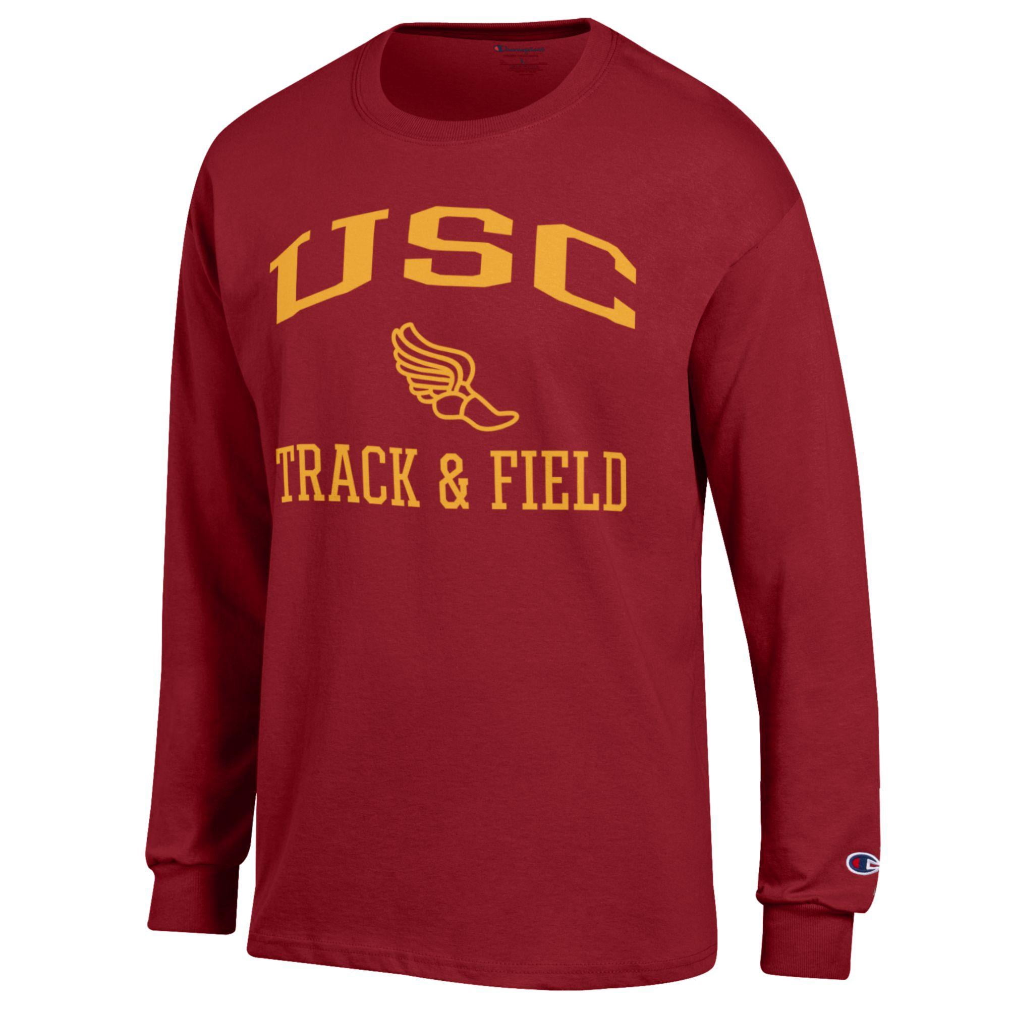 Men's Champion  Cardinal USC Trojans Track & Field Icon Long Sleeve T-Shirt