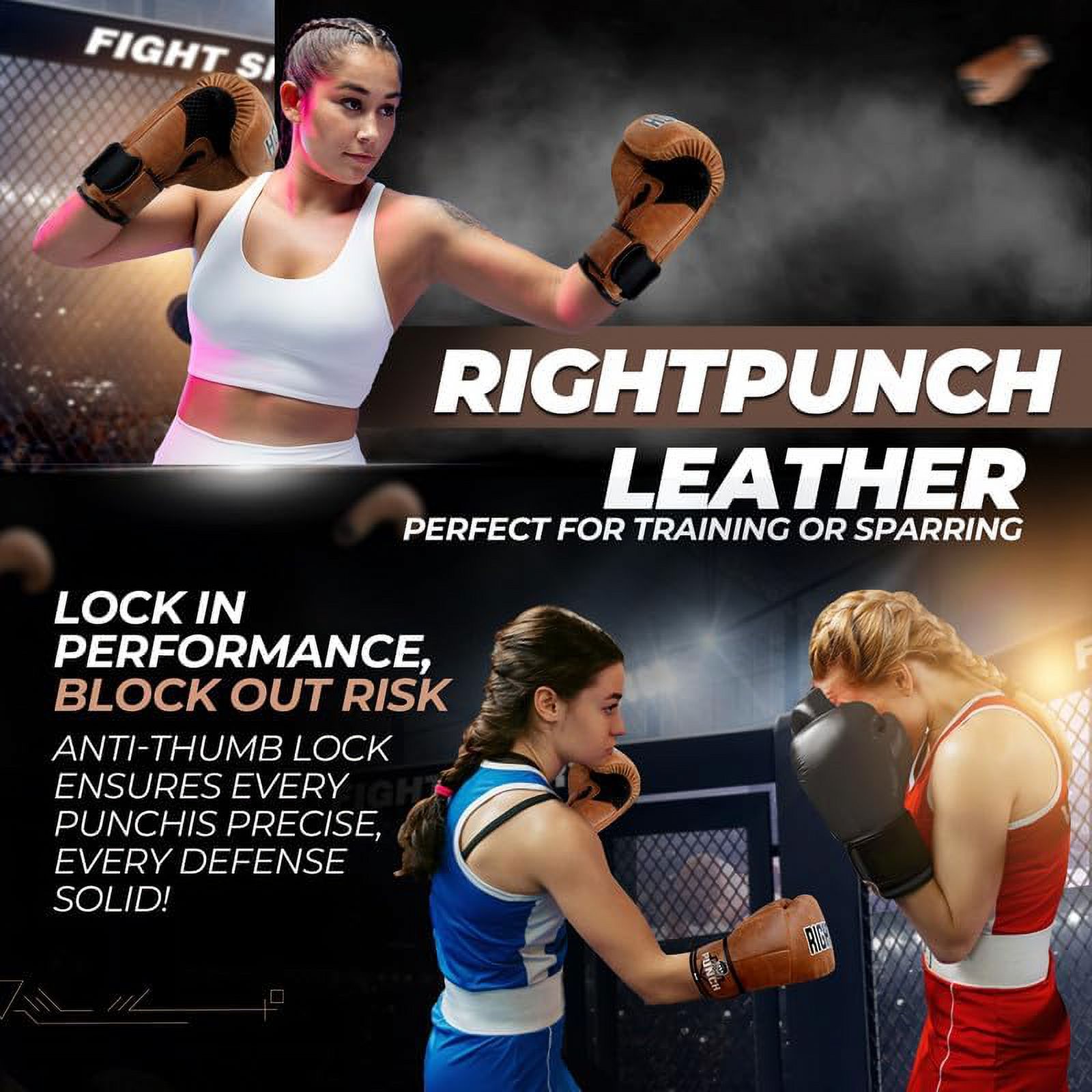 Right Punch Premium Cowhide Leather Boxing Gloves - Professional Training & Sparring Gloves for Men & Women