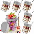 thumbnail image 1 of 6 Pack 350ml Tarros de Recipientes de Vidrio con Tapa Hermética y Cuchara(Gris), Overnight Oats Jar, Frascos de Vidrio con Tapa Pequeños, para Tarros Decorativos de Cocina para Café,Té,Azúcar,Especias, 1 of 4