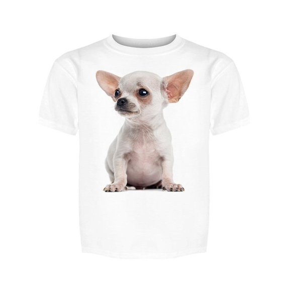 Tiny Chihuahua Puppy Looking Up Tee Girl's -Image by Shutterstock