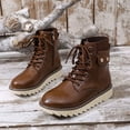 thumbnail image 7 of hzomhy Womens Snow Boots Round Toe Front Lacing Thick Sole Warm Lining for Casual Cold Weather Walking and Daily Wear, 7 of 7