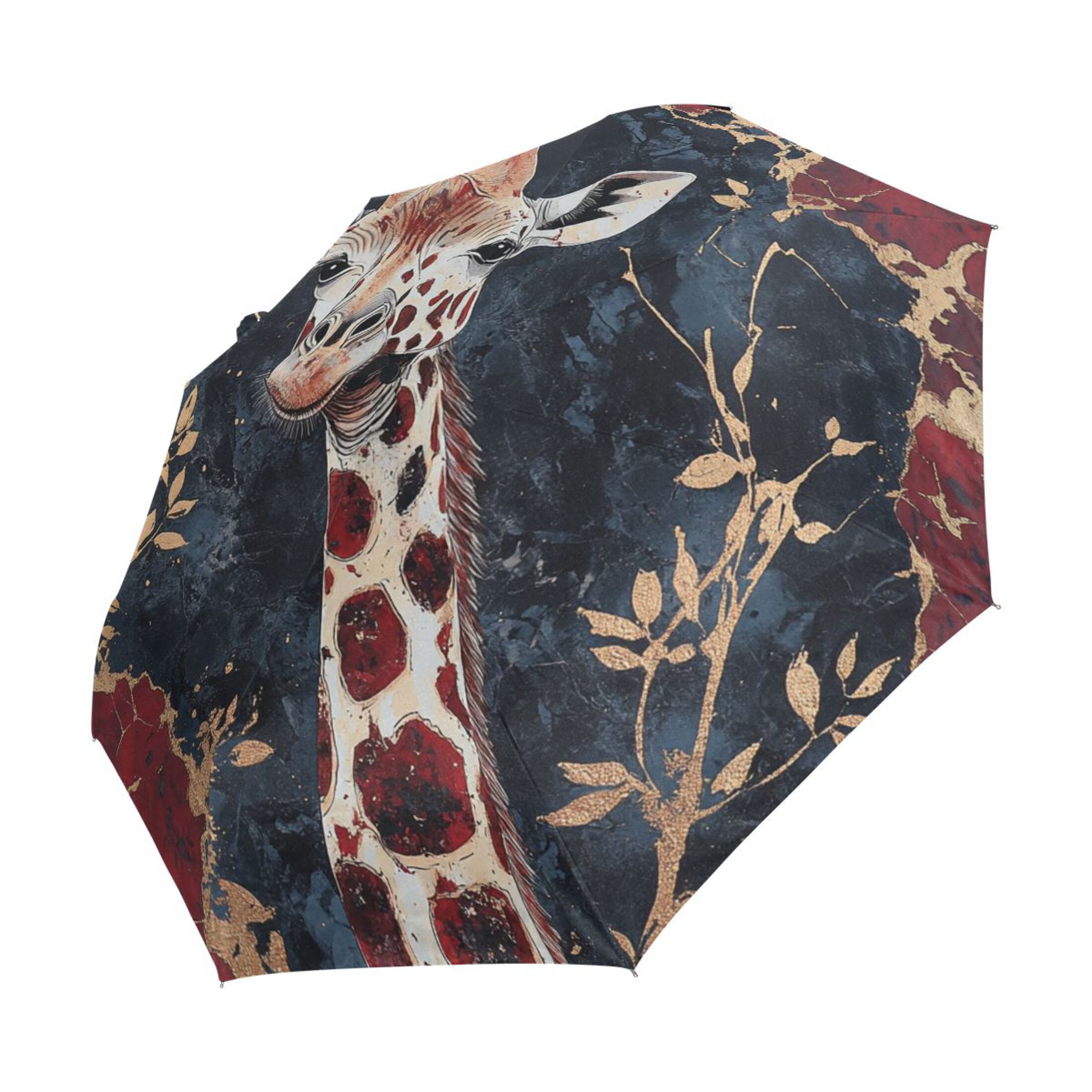 BZSMCE One-Touch Auto Open Close Rain Umbrella With Creative Giraffe's Gaze Pattern