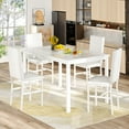 thumbnail image 4 of Cvortll 5 Pieces Dining Room Table Set for 4, Space Saving Kitchen Table and Chairs , Set with 4 Upholstered PU Leather Chairs and Faux Marble Tabletop, All White, 4 of 8