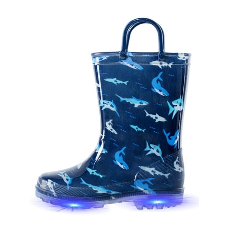 

EUXTERPA Boys Rain Boots Kids Toddler Light Up Rain Boots with Handles Toddler Size 5