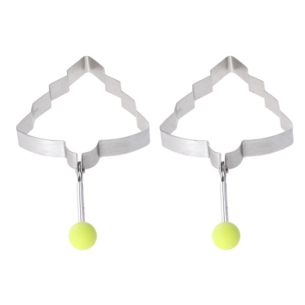 2 piezas de acero inoxidable tortilla molde para freír huevos moldeador de huevo frito molde para panqueques herramientas de cocina de bricolaje (árbol de Navidad)