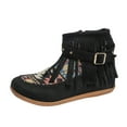 thumbnail image 2 of Wowcloth Women's Ethnic Fringe Ankle Boots – Winter Flat Heel with Rivet Buckle & Side Zipper Design for Casual Boho Chic Style Footwear, 2 of 9
