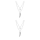 thumbnail image 3 of Sonducket Collar en capas Colgante en capas Plumas Hoja Accesorio de moda Mujer Joyería Niñas Collares para decoración Plata Plata 2piezas Sonducket CBP198824, 3 of 6