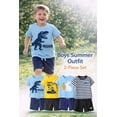 thumbnail image 3 of HILEELANG 2-7T Toddler/Little Boys Dino ROAR Graphic 100% Cotton 2-Piece Outfit Set Size 4T, 3 of 6