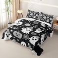 thumbnail image 3 of Homewish Cute Pink Witch Ghost Quilt Full for Girls, Halloween Print Full Bedspread Sets, Black Gray White, 3-Piece 1 Bedspread and 2 Pillowcases, 3 of 7