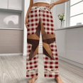 thumbnail image 2 of American Country Star Retro Red Checked Plaid Pajama Pants Comfortable Elastic Waist Pajamas Fashion Sleepwear Bottoms Plus Size Homewear, 2 of 6