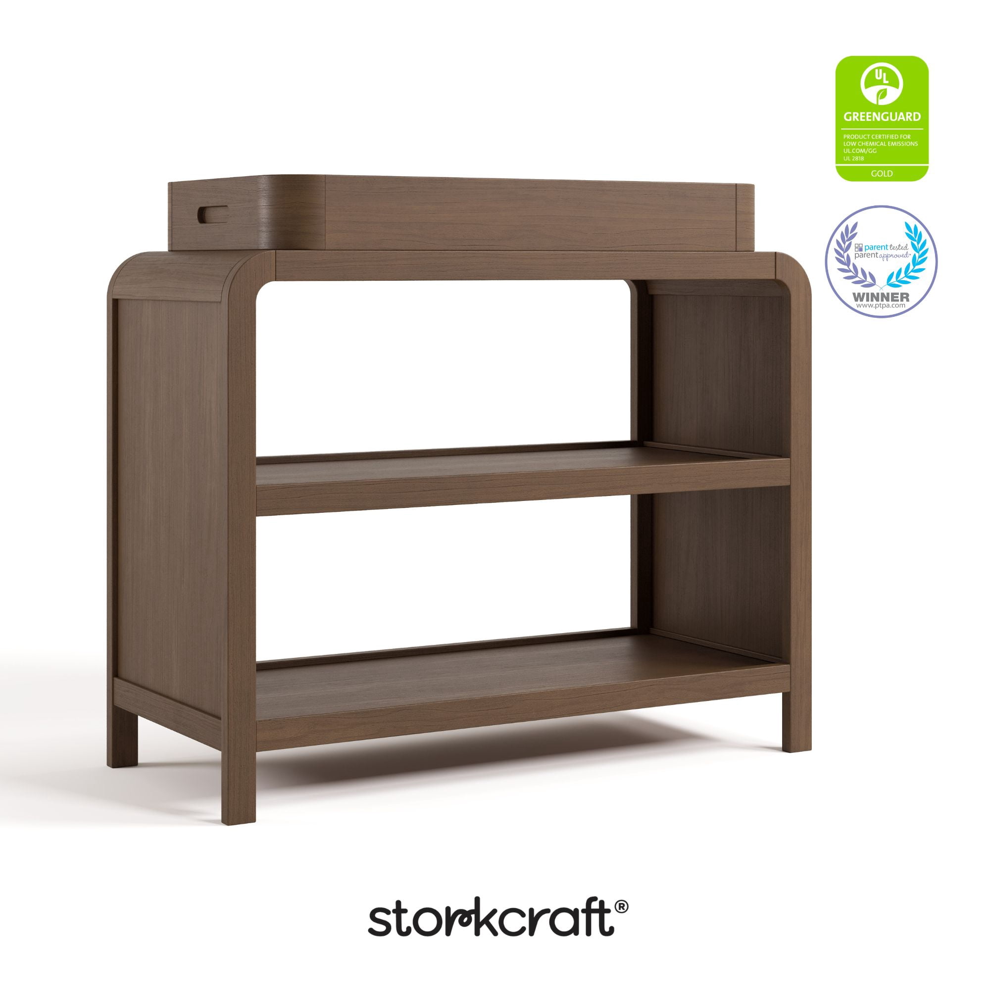 Storkcraft Santos Changing Table with Removable Infant Changing Table Topper, Hazelnut