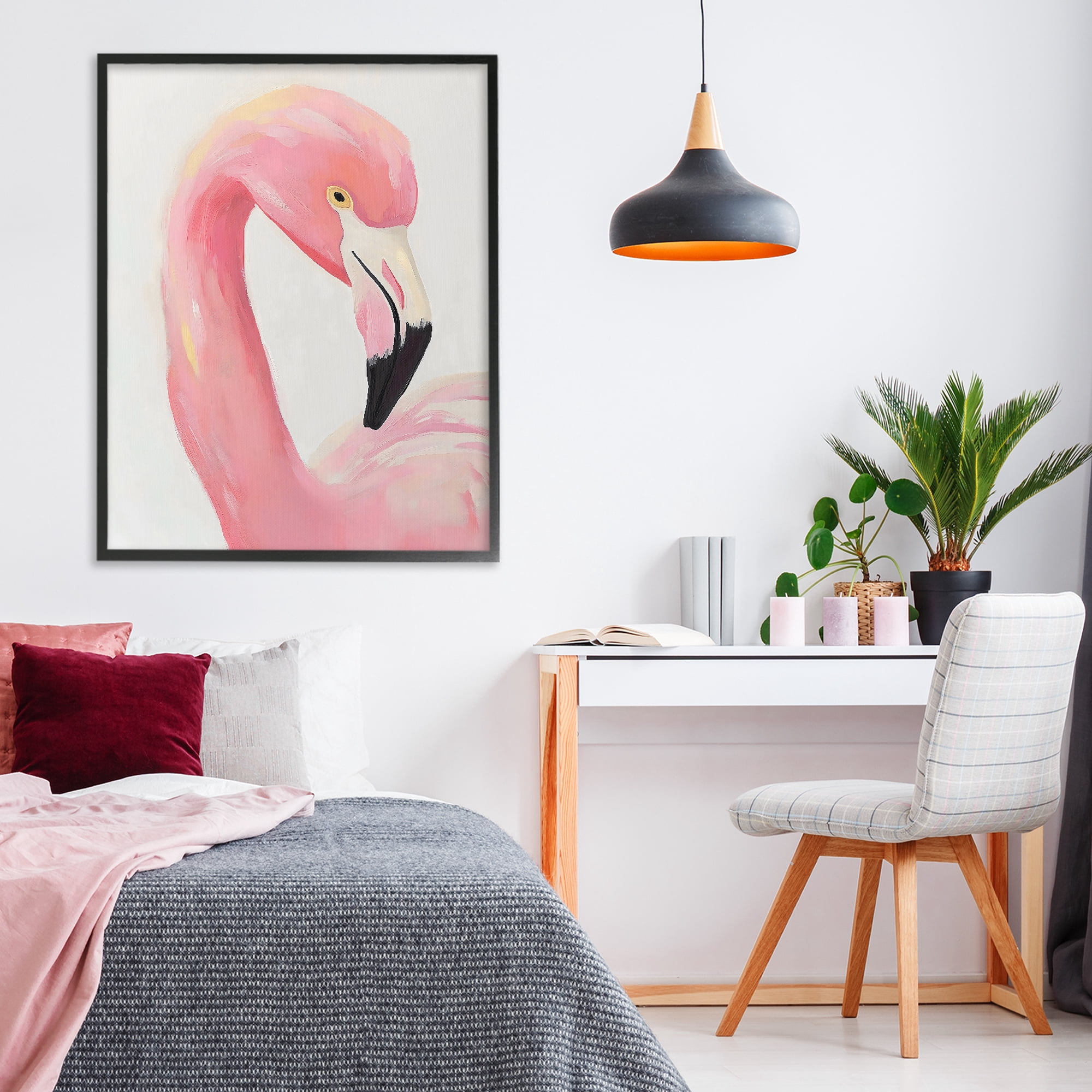 Stupell Industries Serene Pink Flamingo Portrait Black Framed Giclee Art, design by The Prints Vibe