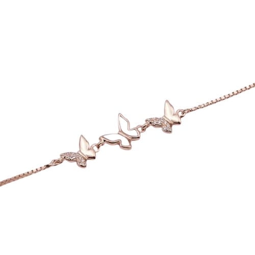 Brilliance Jewels 14K Rose Gold Plated Butterfly Bracelet, Round Cut Moissanite Diamond, Women's