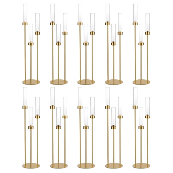 Candelabro Vincidern de 3 brazos, color dorado con pantalla de cristal, 86 cm de altura