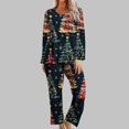 thumbnail image 2 of asdoklhq Womens Flannel Pajamas Sets Ladies' Christmas Printed Casual Top Pants Pajama Set Red 2X, 2 of 6