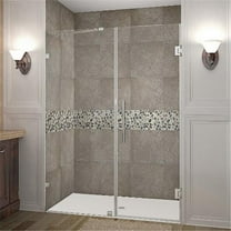 Nautis Completely Frameless Hinged Shower Door in Chrome - 56 x 72 in.
