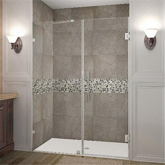 Nautis 57 x 72 in. Completely Frameless Hinged Shower Door in Stainless Steel