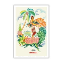 Tropical Abundance - Hawaii - Vintage Ocean Liner Travel Poster by Frank Macintosh c.1940s - Master Art Print (Unframed) 12in x 18in