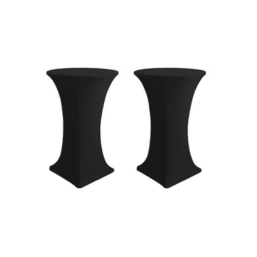 Cocktail Table Covers-Spandex Round High Top Table Cloths 2 Pack32x43 Inch-Black Stretch Fitted Bar Tall Tablecloth for Pub Bistro Highboy Party Event Banquet Height Folding Satnding Tables