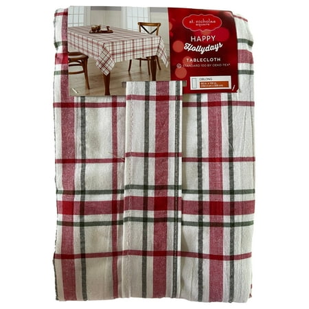 

St Nicholas Square Happy Hollydays Red Plaid Tablecloth 60x102 Oblong