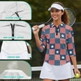 thumbnail image 5 of Garronmavis Patriotic Star Women's Golf Shirt and Sun Visor Hat Set Adjustable UV Protection Sun Hat Cap Moisture Wicking Athletic Long Sleeve Shirts for Shopping and Daily Wear, 5 of 7