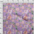 thumbnail image 2 of oneOone Viscose Jersey Pastel Purple Fabric Flower & Leaves Watercolor Sewing Material Print Fabric By The Yard 60 Inche Wide, 2 of 5