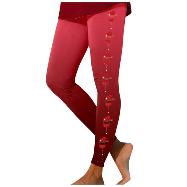 Zhanying Leggings de Noël pour Femmes Rouges Longueur Cheville Évacuant l'Humidité Tenues d'Hiver pour Femmes 2024 Rouge Melon D\'eau m