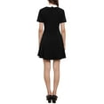 thumbnail image 3 of INSPIRE CHIC Women's Peter Pan Contrast Collar Short Sleeves Flare Dress 2XL Black, 3 of 6