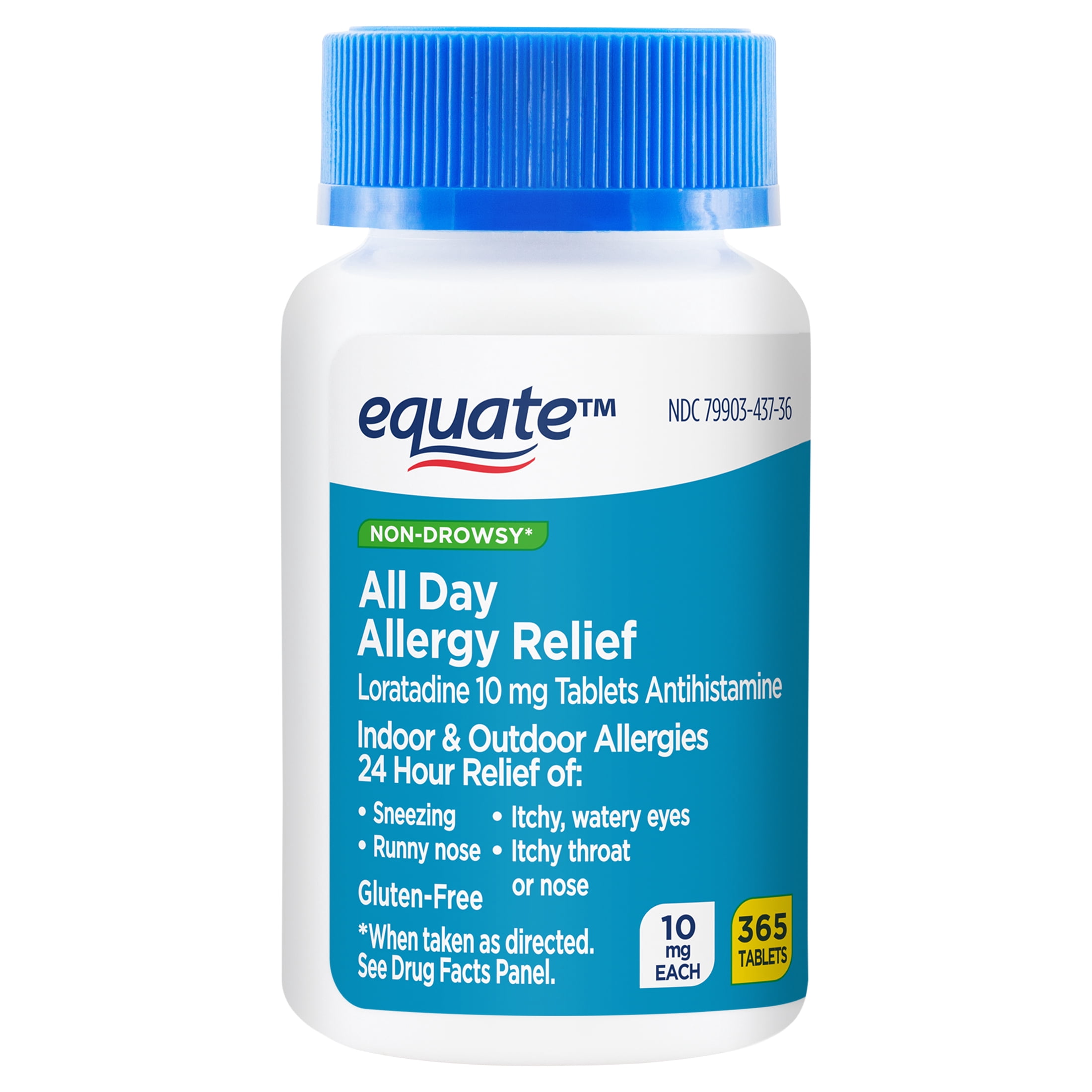 Equate Non-Drowsy All Day Allergy Relief Loratadine 10 mg Tablets Antihistamine, 365 Count, Compare to Claritin® 24 Hour Active Ingredient