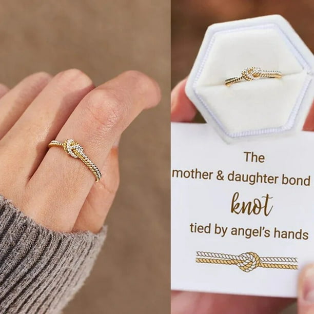 Anillos de nudo minimalistas para mujer y nina anillo de mano de Angel delicado anillo de enlace para madre e hija joyeria de compromiso de boda regalos Walmart en linea