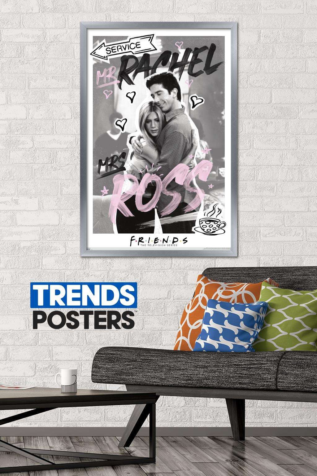 Friends - Ross and Rachel Wall Poster, 22.375" x 34", Framed