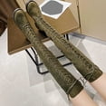 thumbnail image 4 of BRGZLK Women Over The Knee Boots Winter 2026 Lace Up Riding Boots Round Toe Low Flat Heel Cozy Flock Lining Vintage Long Boots for Going Out Green 37, 4 of 8