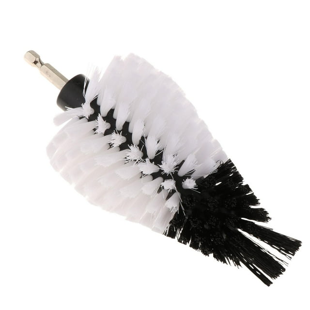 Cepillo de limpieza para coche, para taladro, bola puntiaguda de 5 pulgadas, fácil instalación, cepillo de lavado para ducha, cocina, ruedas, alfombras de coche. Blanco