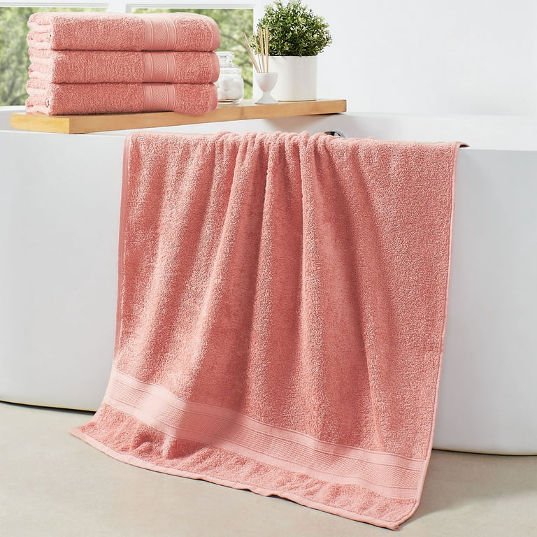 Bamboo Cotton Super Soft Highly Absorbent 2 Pieces Pink Towel Set for  Bathrome Hand Towel,Salon Towels