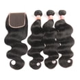 thumbnail image 2 of Body Wave 3 Bundles with Closure Human Hair Bundles with Closure Brazilian Virgin Body Wave Human Hair Weave Bundles with Lace Closure, 2 of 6