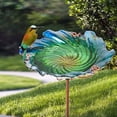 thumbnail image 4 of Glass Bird Bath Outdoor Birdbaths Garden Birdfeeder with Metal Stake Green(Height:26ih), 4 of 7