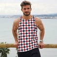 thumbnail image 6 of Honeii Blue And Red Diamond Pattern Men's Workout Tank Top Casual Sleeveless Gym Muscle Shirts Bodybuilding Tee-X-Large, 6 of 7