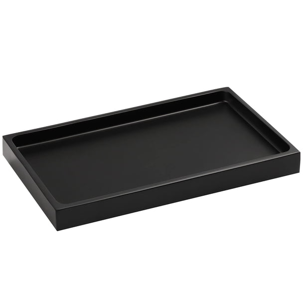 Bandeja de tocador Luxspire de resina para baño, joyería M, negra