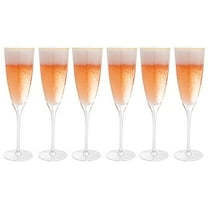 Vikko Champagne Flutes, 8 Ounce Decorative Toasting Champagne Flute, Hammered Glass with Gold Rim Champagne Glasses, Set of 6 Elegant Sparkling Wine Glasses