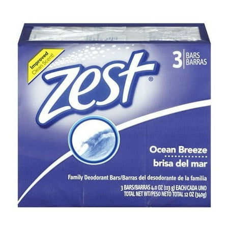 Zest Refreshing Bar Soap, Ocean Breeze with Sea Minerals 4 oz, 3 ea (Pack of 3)