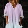 thumbnail image 6 of Mifsaly Flowy Dresses for Women 3/4 Sleeve V Neck Maxi Kaftan Dress Comfy Daily Wear Oversized Loose Summer Sundress with Pockets XL, 6 of 7