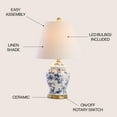 thumbnail image 6 of JONATHAN Y Penelope 22" French Country Cottage Ceramic/Iron Chinoiserie Ginger Jar LED Table Lamp, Blue/White, JYL3005A, 6 of 7