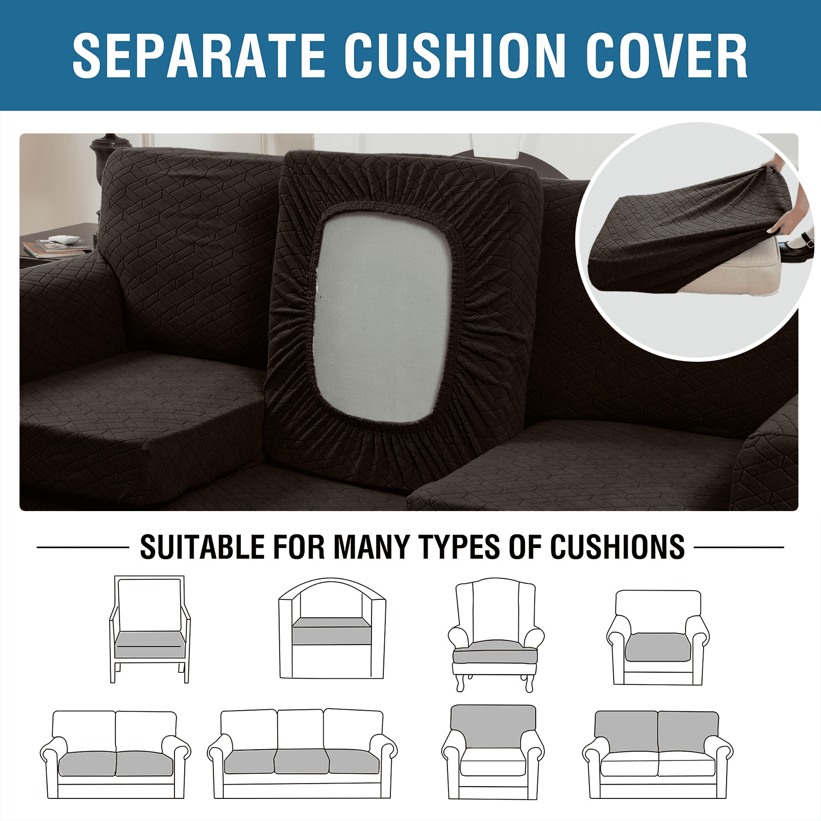 Sanmadrola 3 Piece Stretch Sofa Covers Couch Covers for 2 Cushion Couch Sofa Slipcovers Width Up to 90 Inch Feature Thick Soft Stay in Place